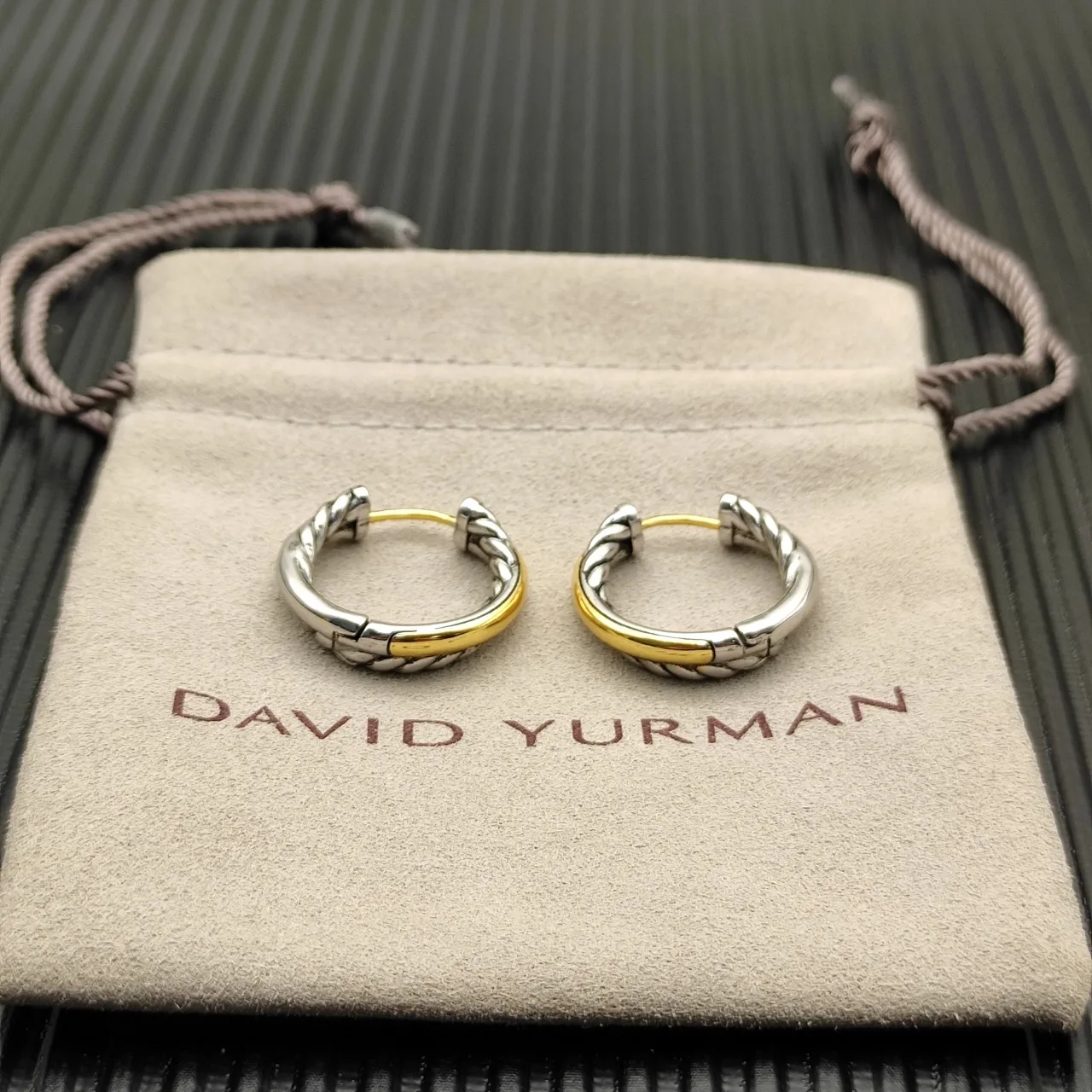Two-Tone Twisted Rope Hoop Earrings 8