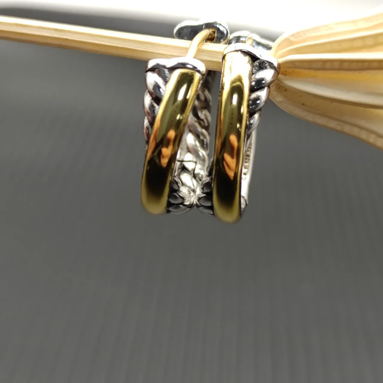 Two-Tone Twisted Rope Hoop Earrings 9