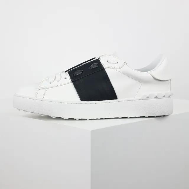 White and Black Strap Low-Top Lifestyle Sneaker 9