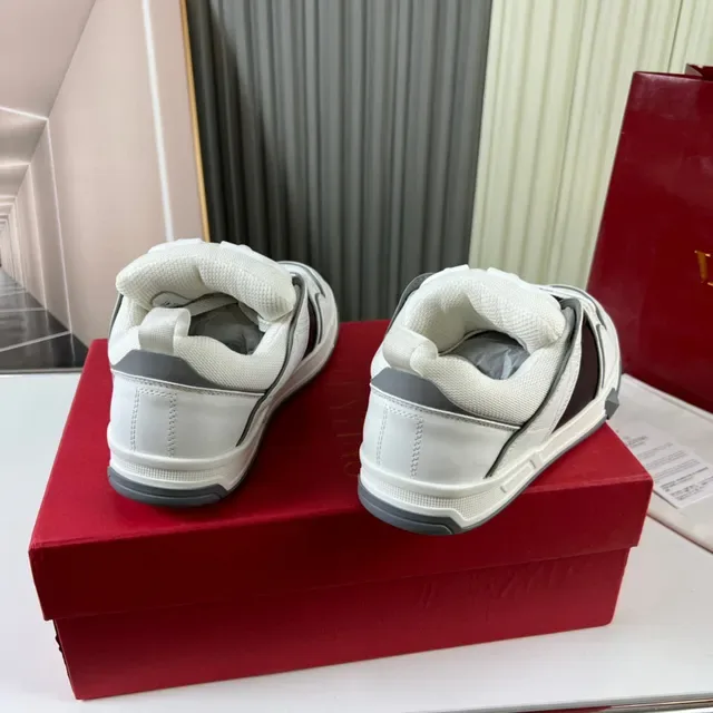 White and Burgundy Mixed-Material Low-Top Lifestyle Sneaker 3