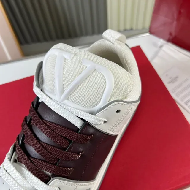White and Burgundy Mixed-Material Low-Top Lifestyle Sneaker 6