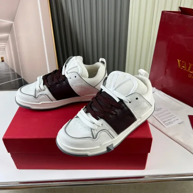White and Burgundy Mixed-Material Low-Top Lifestyle Sneaker 8