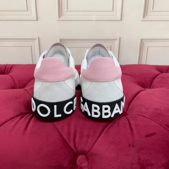 White and Pink Accented Low-Top Lace-Up Sneaker 3