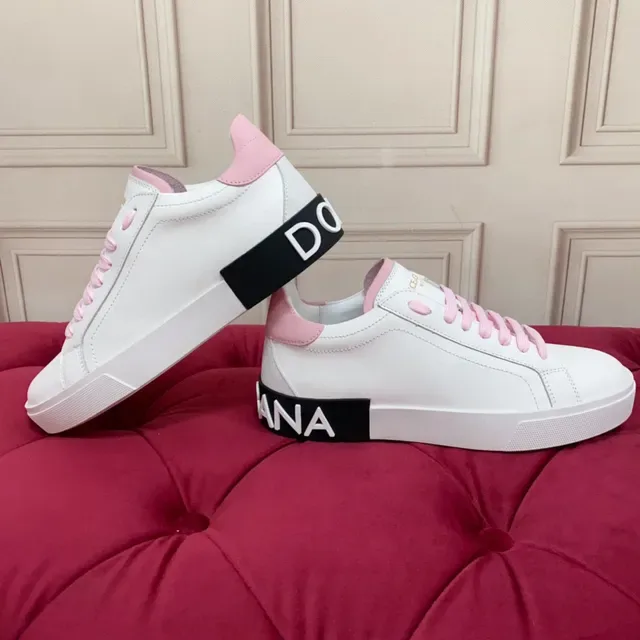 White and Pink Accented Low-Top Lace-Up Sneaker 4