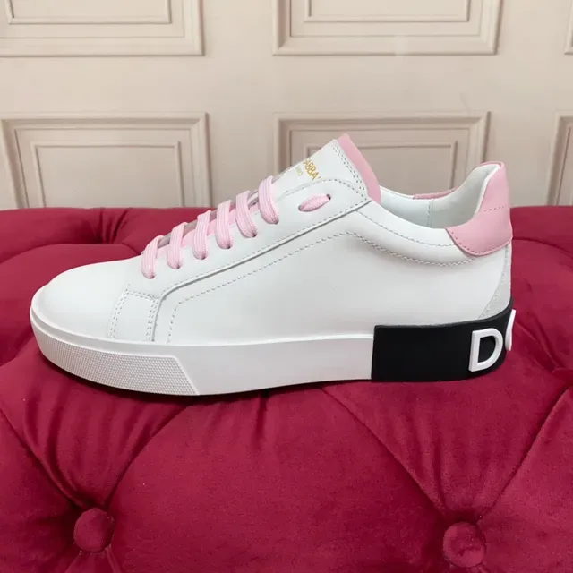 White and Pink Accented Low-Top Lace-Up Sneaker 5