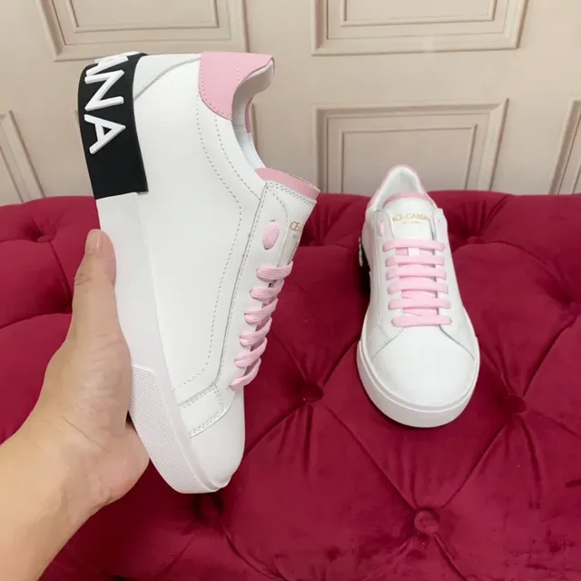 White and Pink Accented Low-Top Lace-Up Sneaker 6