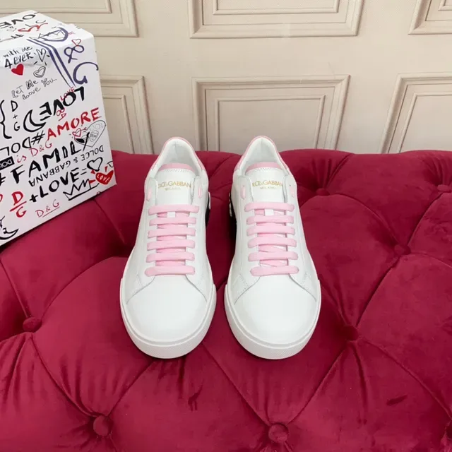 White and Pink Accented Low-Top Lace-Up Sneaker 7