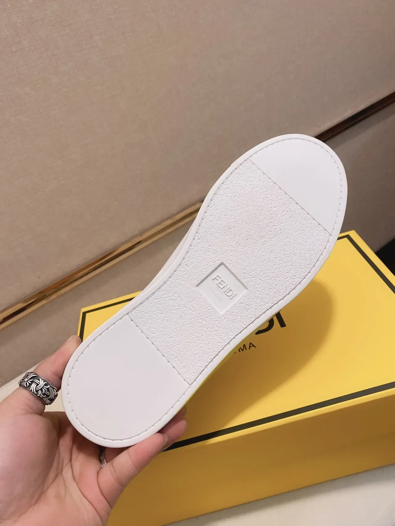 White and Yellow Geometric Panel Low-Top Lifestyle Sneaker 2