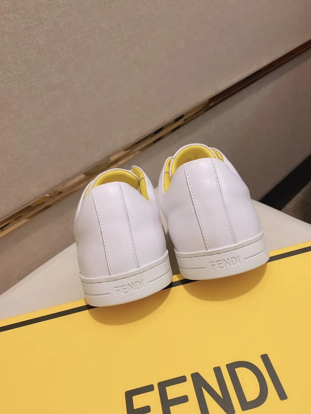 White and Yellow Geometric Panel Low-Top Lifestyle Sneaker 3