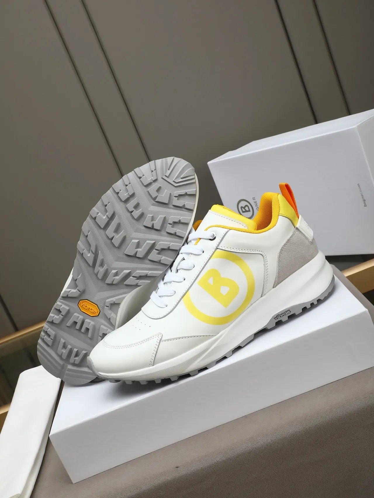 White and Yellow Monogram Lifestyle Sneaker 4