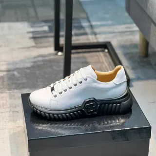 Branco Preto Chunky Plataforma Sola Couro Liso Superior Lifestyle Sneakers