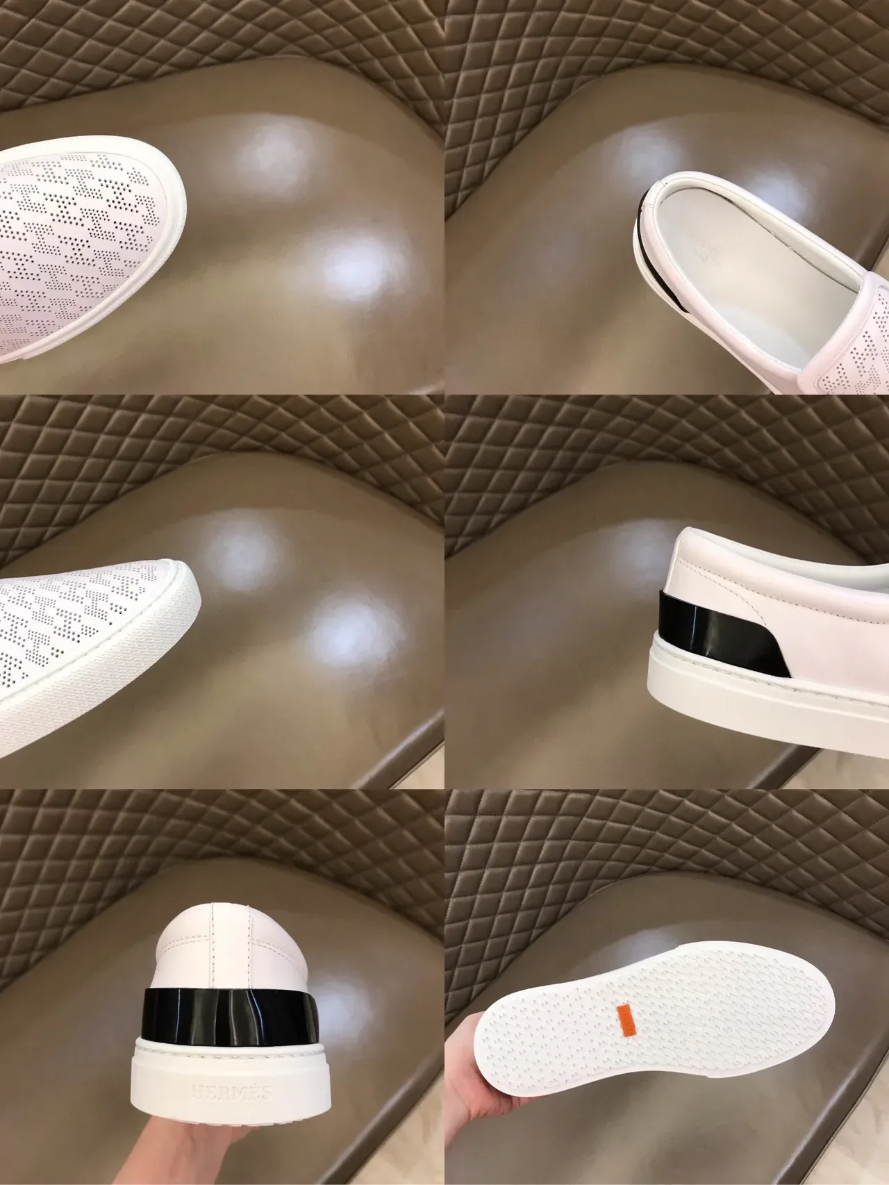 White Black Slip-On Perforated Upper Sneakers 2