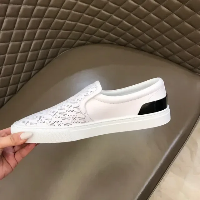 White Black Slip-On Perforated Upper Sneakers 3