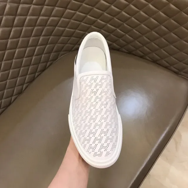 White Black Slip-On Perforated Upper Sneakers 4