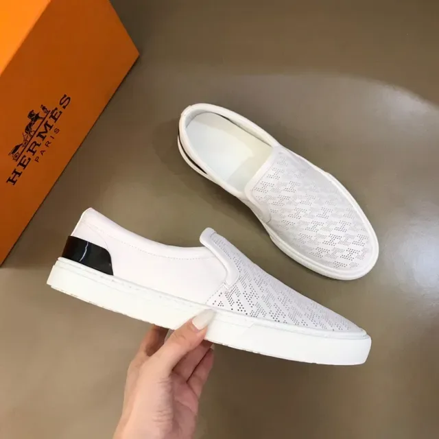 White Black Slip-On Perforated Upper Sneakers 6