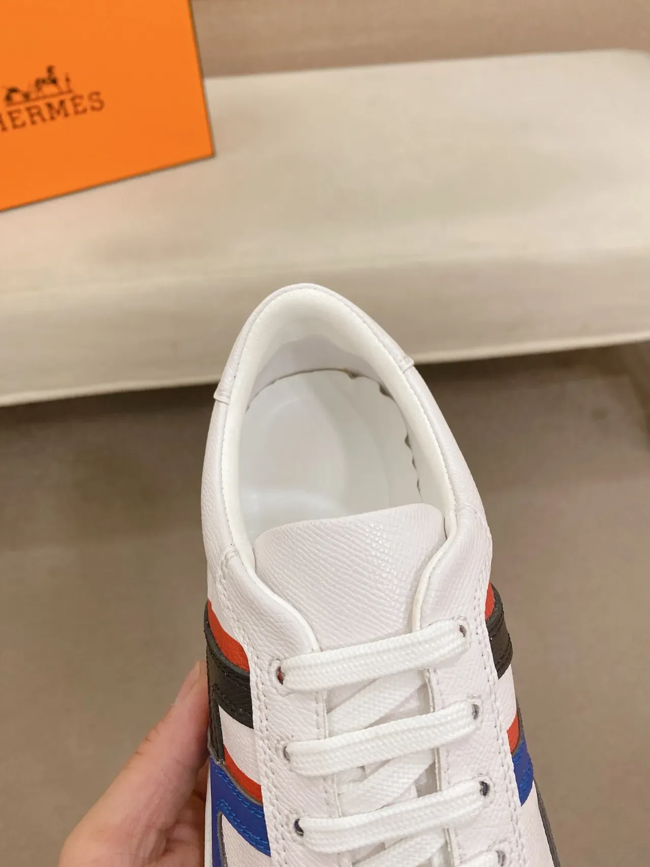 White Blue Black Red Color-Blocked Low-Top Lifestyle Sneaker 4