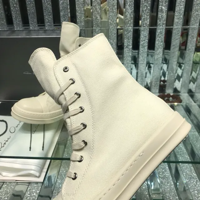 White Canvas Upper Side Zipper Martin Boots 4