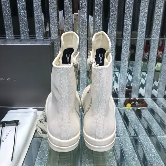 White Canvas Upper Side Zipper Martin Boots 6