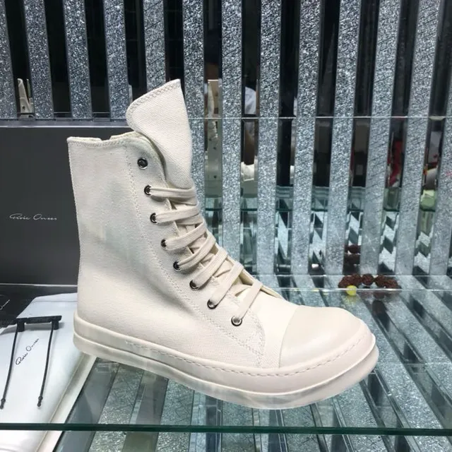 White Canvas Upper Side Zipper Martin Boots 7
