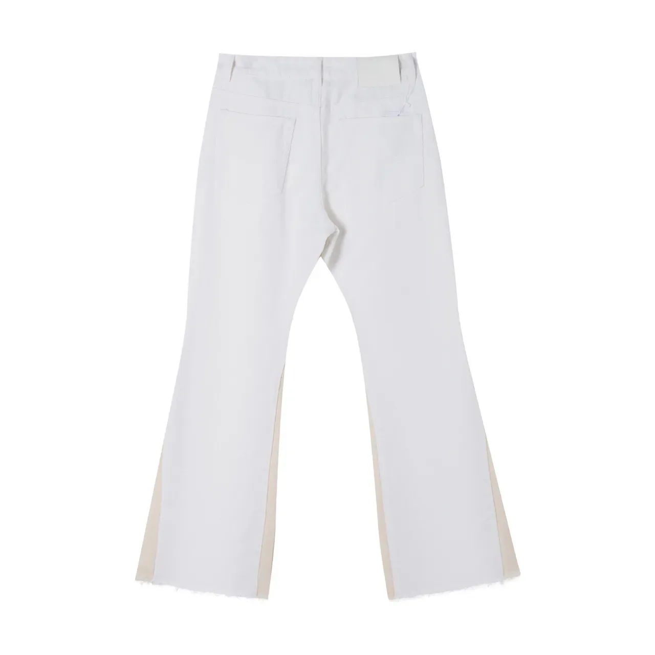 White Contrast-Panel Flared Pants 3