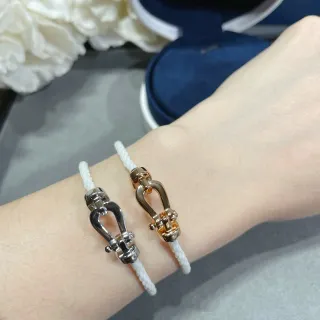 Oro Blanco Cordon Trenzado Metal Pulido shackle clasp Pulsera
