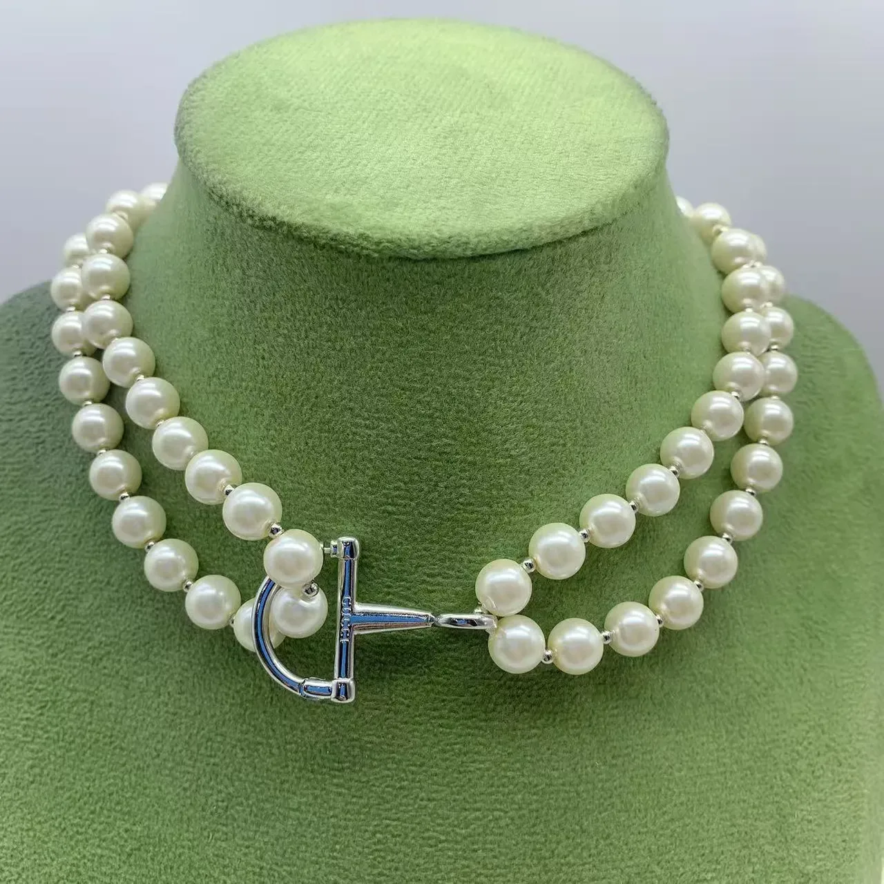 White Gold Double-Strand Cultured Pearl Necklace 2