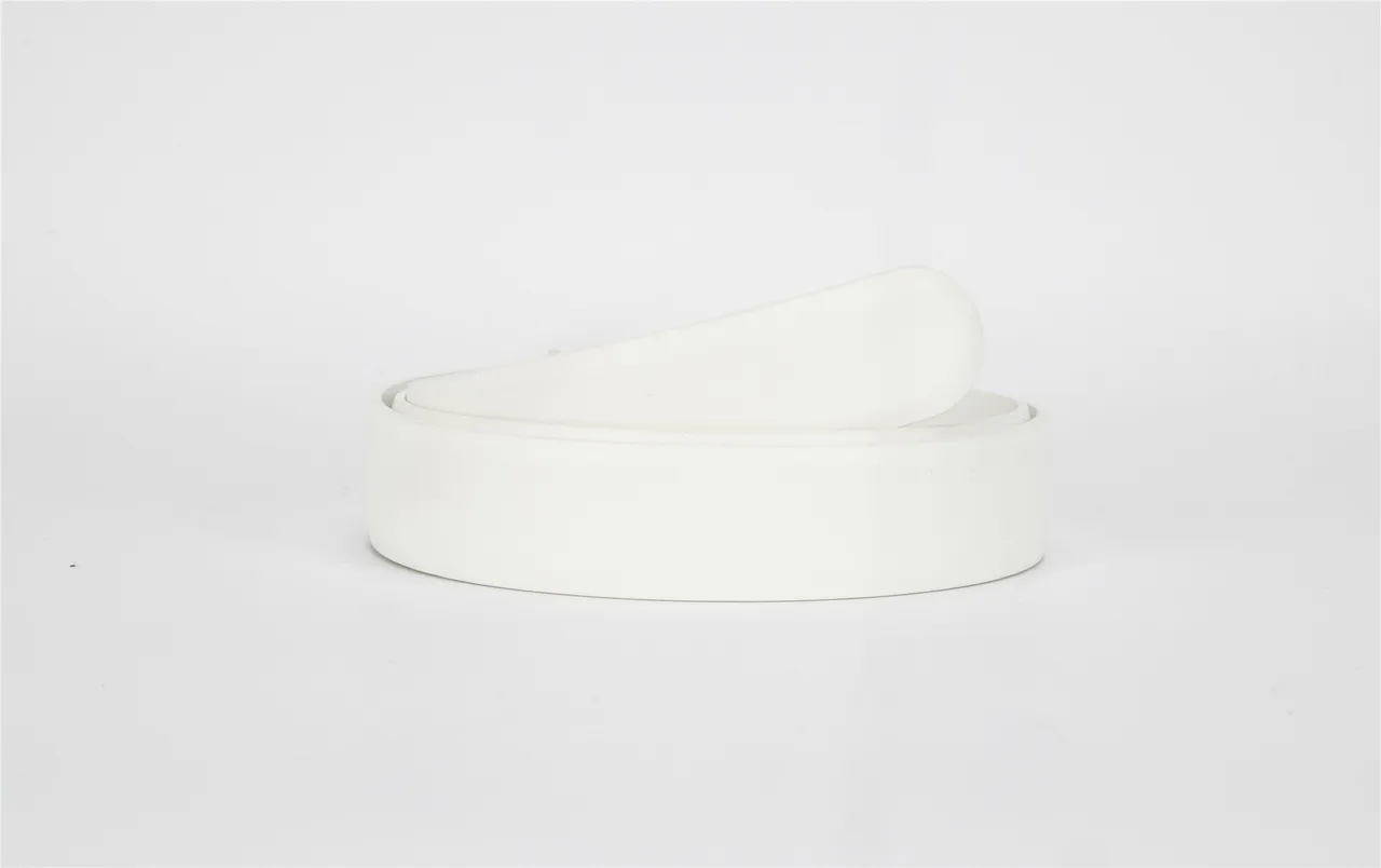 White Gold Smooth Strap Crystal-Embellished Buckle Leather Belt 3