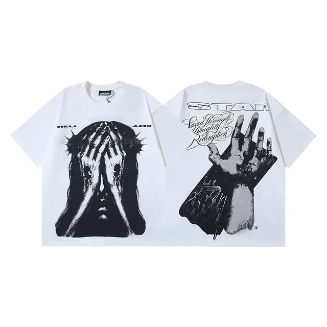 White Graphic-Print Oversized T-Shirt 4