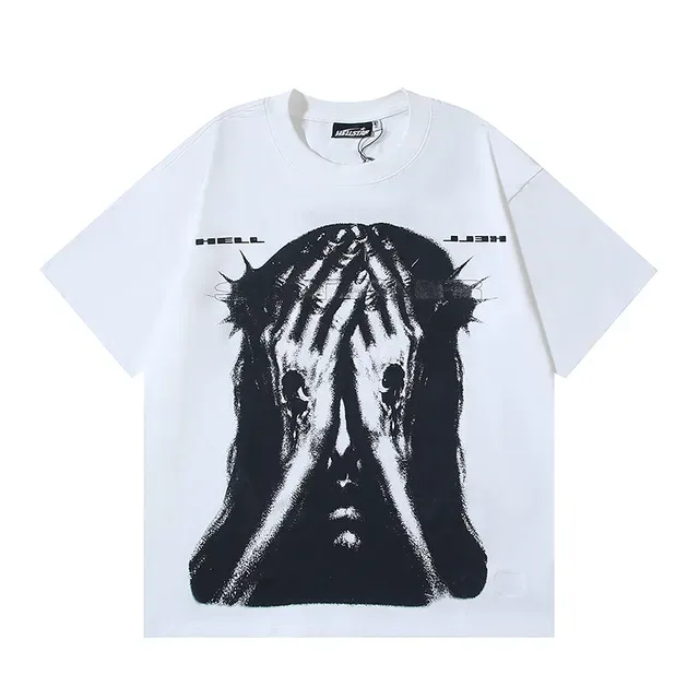 White Graphic-Print Oversized T-Shirt 5