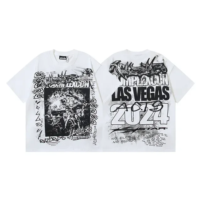 White Graphic Print Oversized T-Shirt 4