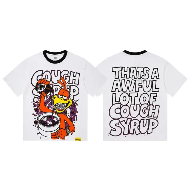 White Graphic-Print Ringer Collar Oversized T-Shirt 2
