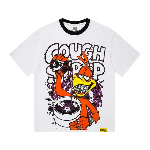 White Graphic-Print Ringer Collar Oversized T-Shirt 3