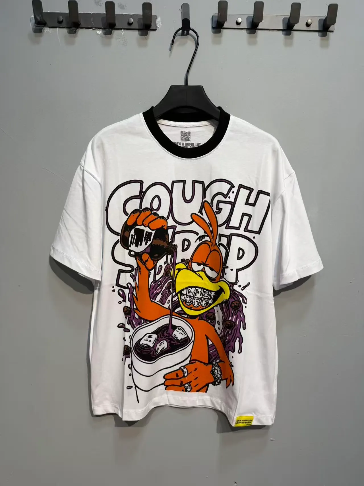 White Graphic-Print Ringer Collar Oversized T-Shirt 5