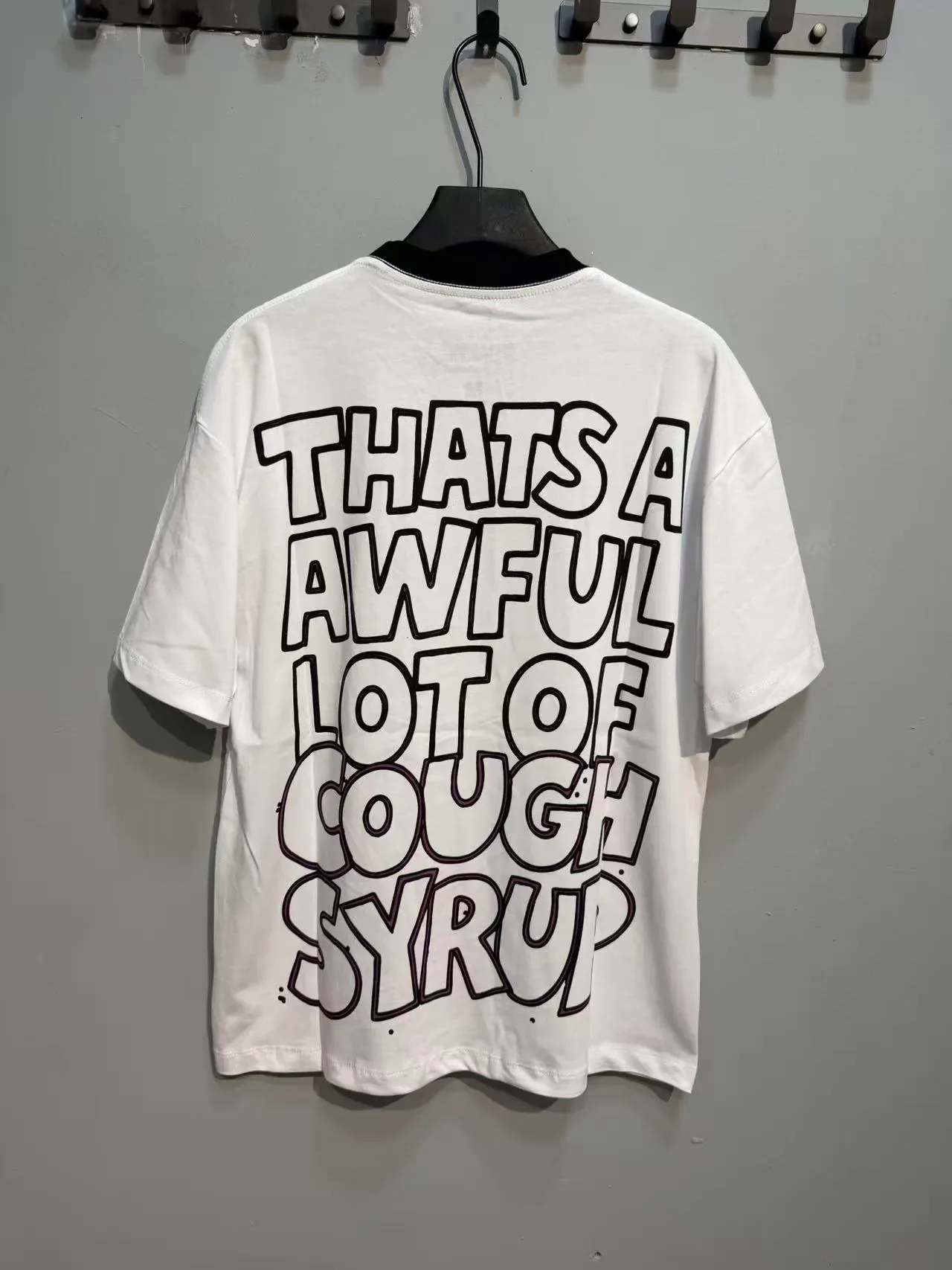 White Graphic-Print Ringer Collar Oversized T-Shirt 6