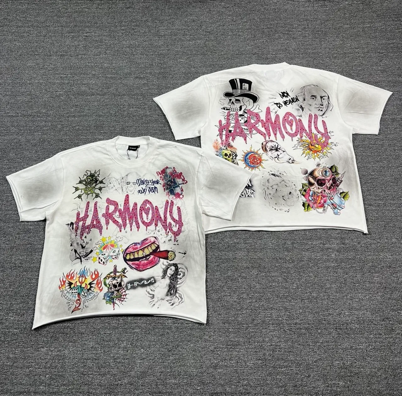 White Multicolor Graphic-Print Oversized Fit T-Shirt 3