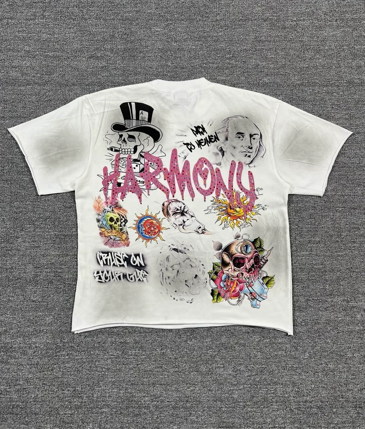 White Multicolor Graphic-Print Oversized Fit T-Shirt 4