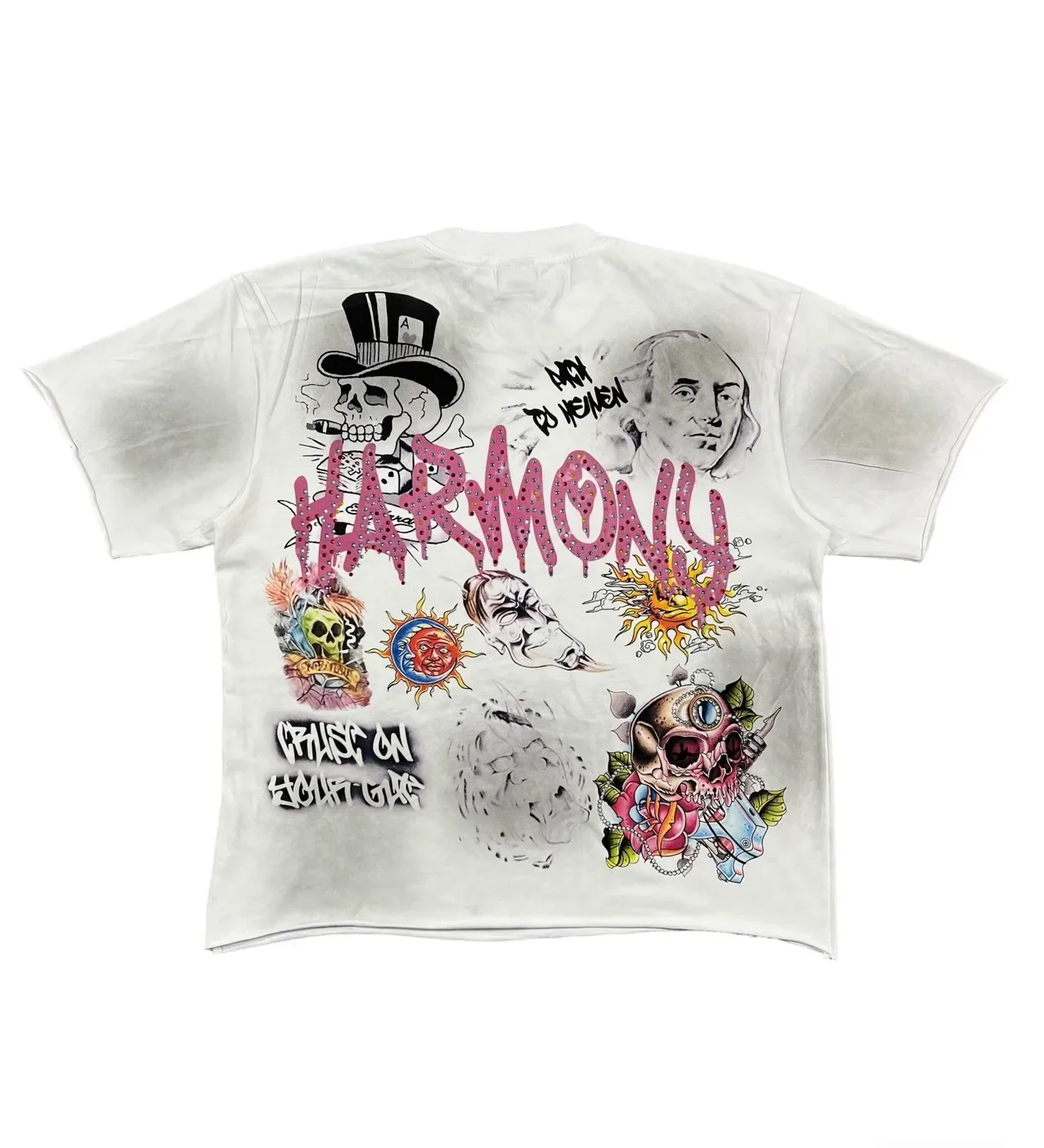 White Multicolor Graphic-Print Oversized Fit T-Shirt 6