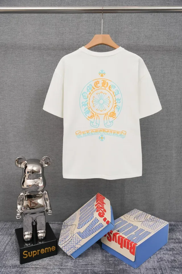 White Multicolor Relaxed Fit Crew Neck T-Shirt 4