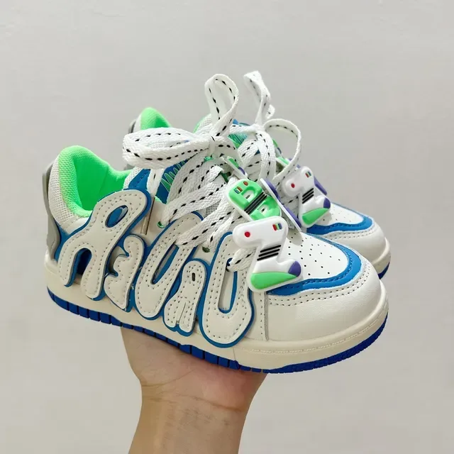 White Navy Low-Top Decorative Script Overlay Sneakers 19