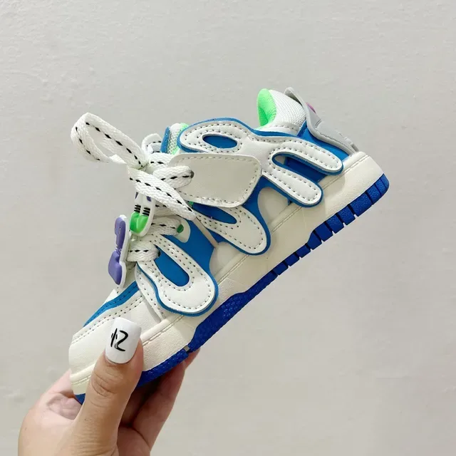 White Navy Low-Top Decorative Script Overlay Sneakers 21