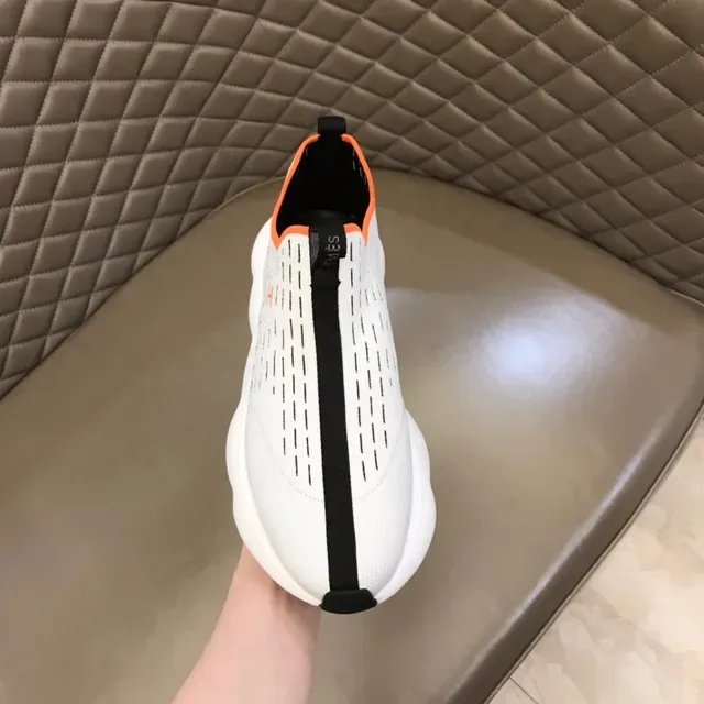 White Orange Knit Slip-On Sculpted Wavy Midsole Lifestyle Sneakers 4