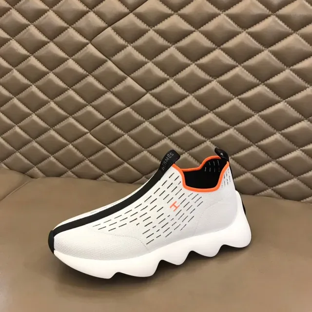 White Orange Knit Slip-On Sculpted Wavy Midsole Lifestyle Sneakers 5