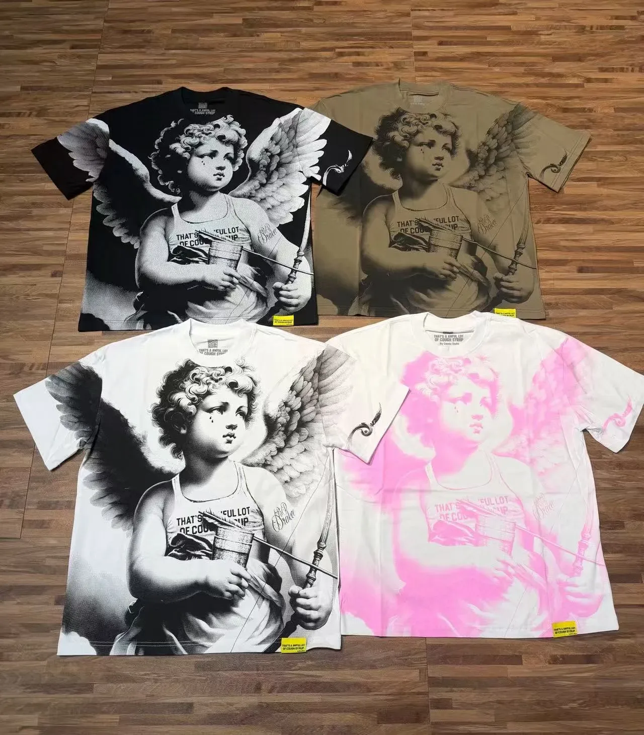 White Red Graphic Print Crewneck Double-Sided T-Shirt 3