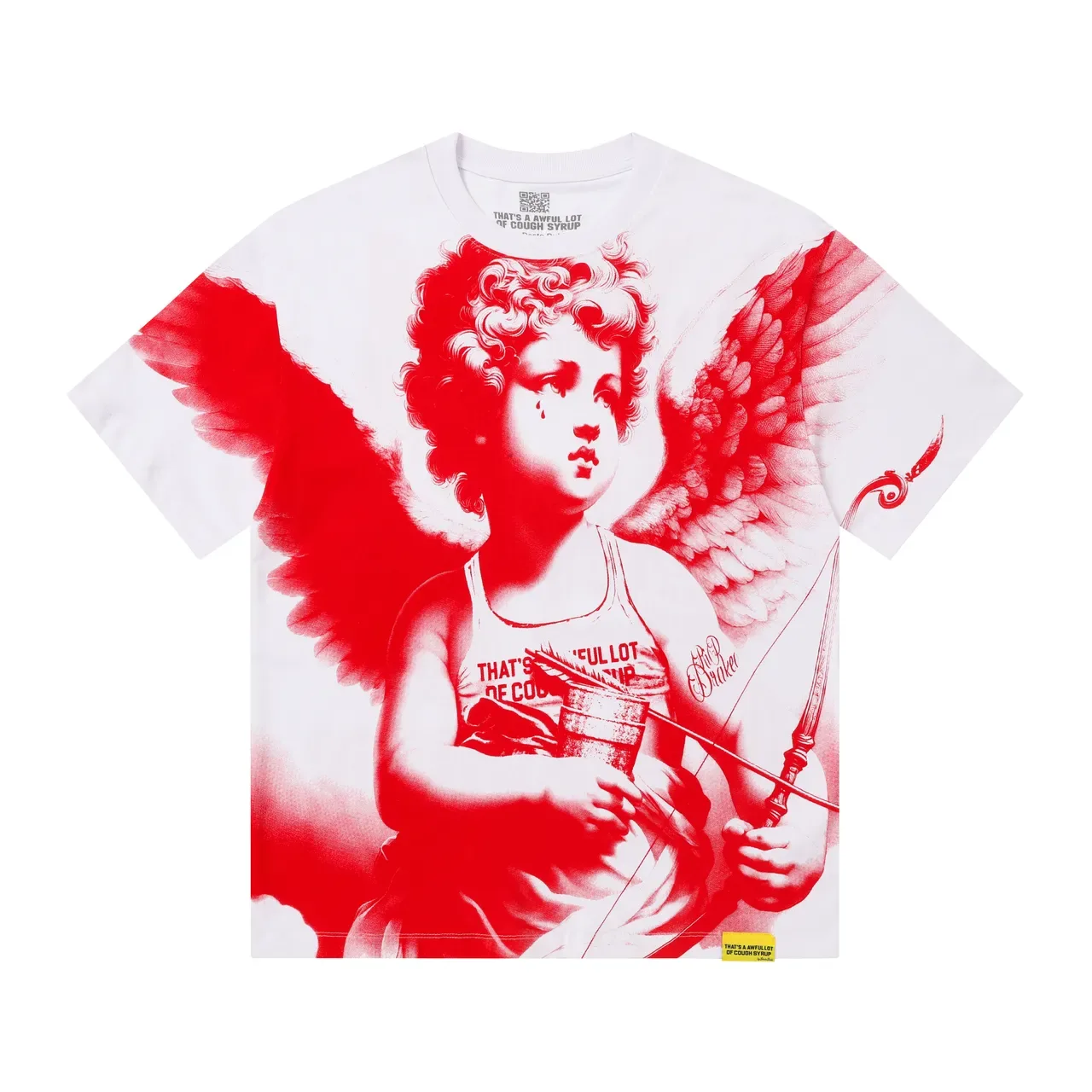 White Red Graphic Print Crewneck Double-Sided T-Shirt 4