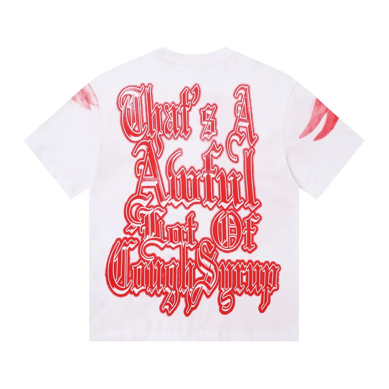 White Red Graphic Print Crewneck Double-Sided T-Shirt 5