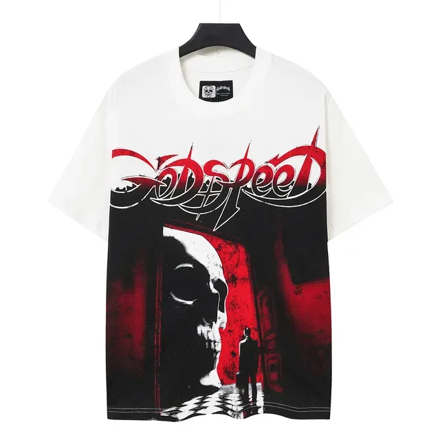 White Red Graphic-Print Oversized Fit T-Shirt 2