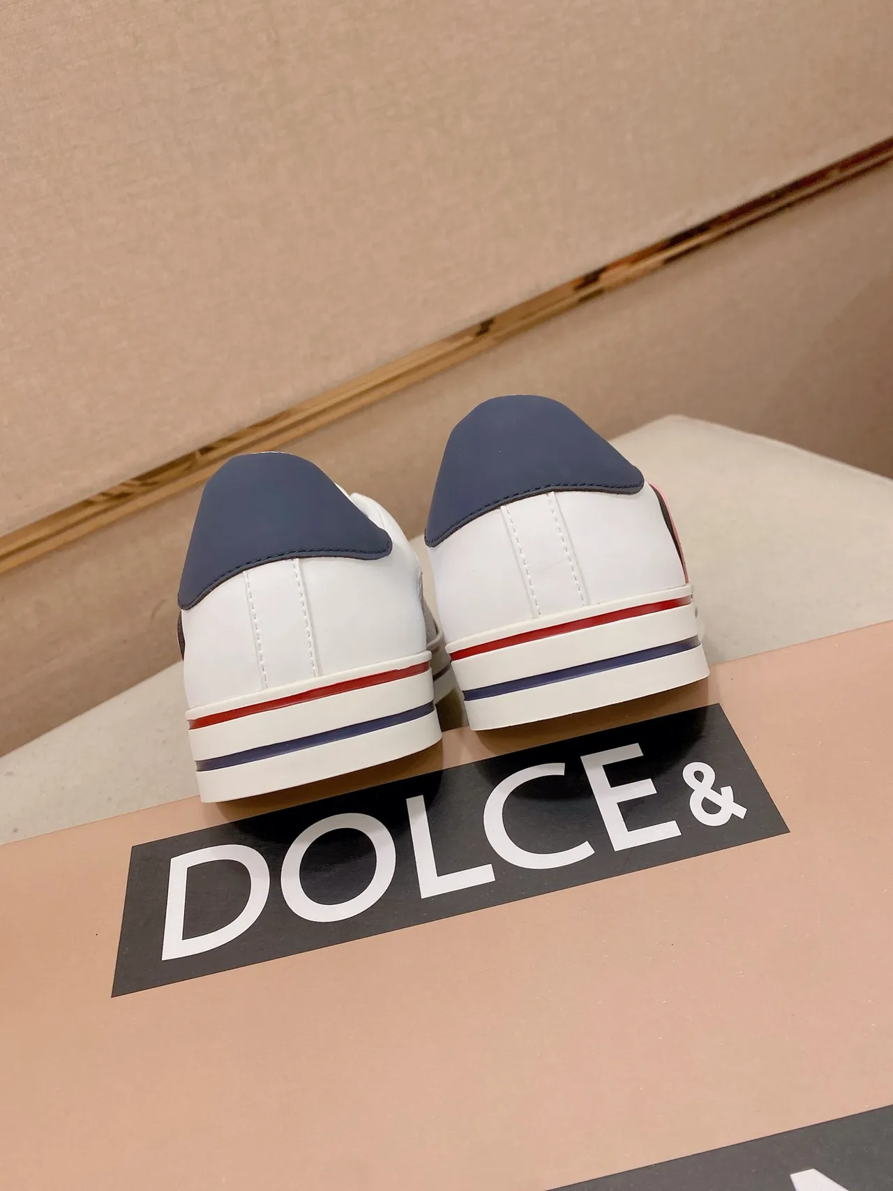 White Red Navy Blue Multi-Panel Overlay Low-Top Lifestyle Sneaker 3