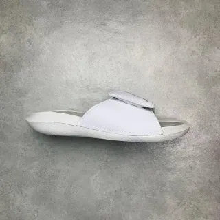White Single-Strap Velcro Slide Slipper