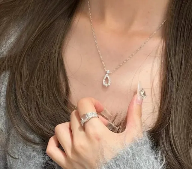 Winston Pavé Teardrop Drop Necklace 9