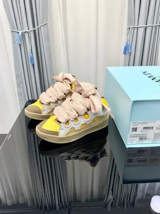 Yellow and Gray Laceless Bow Sneaker 5